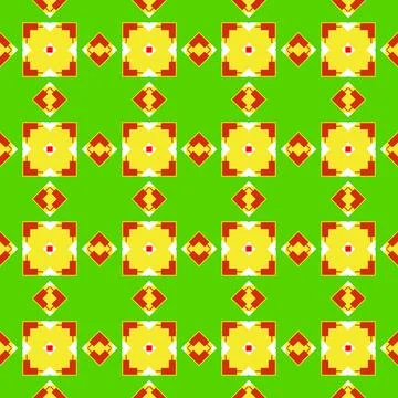 Green and red pattern with star motifs Stock Photos