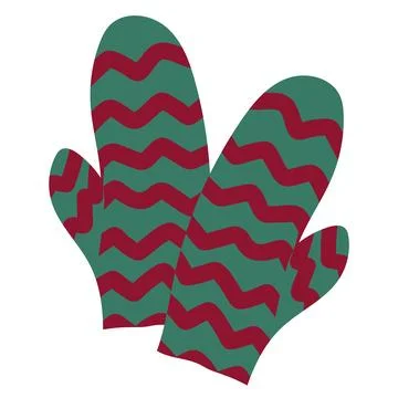 Green and Red Patterned Mittens Stock Illustration