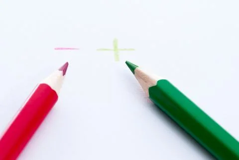 Green and red pencil Stock Photos