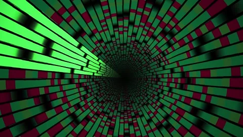 Green and red pixel tunnel effect. Stock Footage 335112425