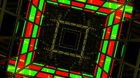 Green and Red Screen Square Light Tunnel Background VJ Loop in 4K Stock Footage 259494834