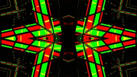 Green and Red Screen Square Light Kaleidoscope Background VJ Loop in 4K Stock Footage 339698989