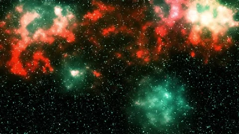 Green and Red Space Galaxy Nebula Background Stock Footage 166844233