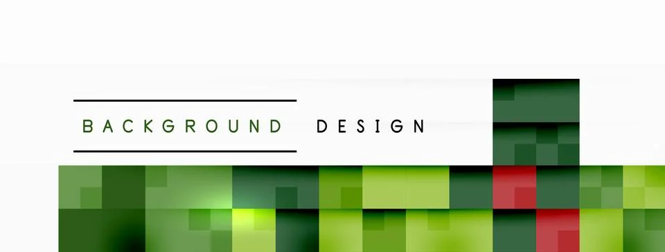 Green and red square pattern on background design with rectangles and grass font Stock Illustration