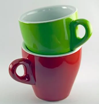 Green and Red Tea Cups Stock Photos
