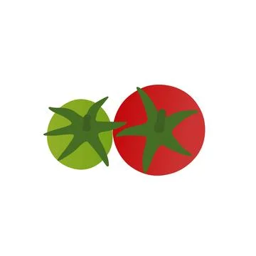 Green and Red Tomato Illustration Isolated on White Stock Illustration