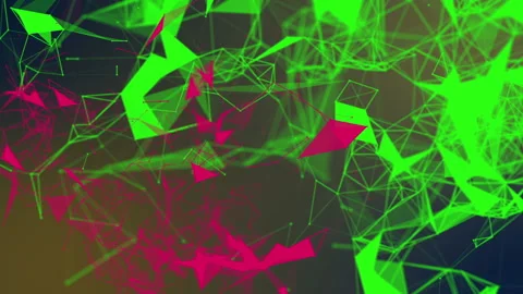 Green and red triangles and particles move slowly. abstract background 3d render Stock-Footage 95070517