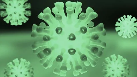 Green and turquoise background with microbes. Design. Made cartoon animation Illustration