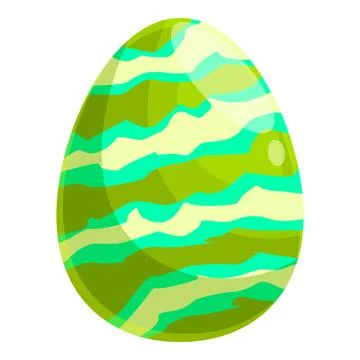 Green and turquoise easter egg showing wavy stripes pattern Illustrazione stock