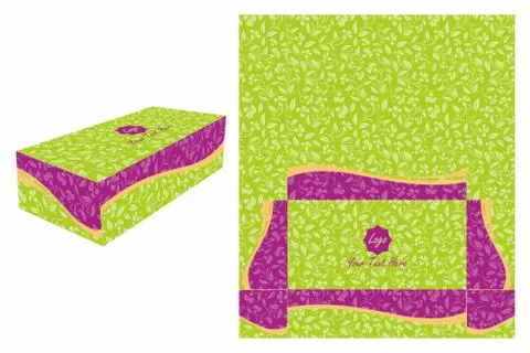 Green and Violet Cake Box Stock Illustration