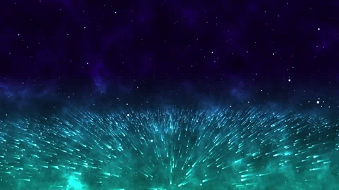 Green and violet colored particle simultion bg 3d 4K animation. Stock Footage 245963933