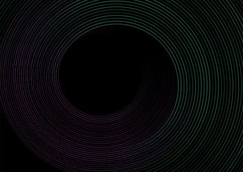 Green and violet minimal round lines abstract tech background Illustrazione stock