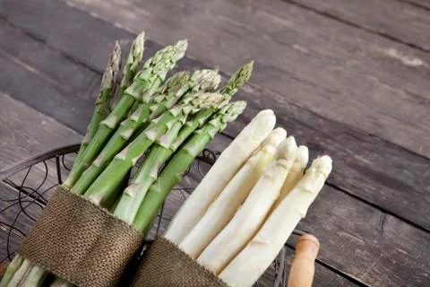 Green and white asparagus Stock Photos