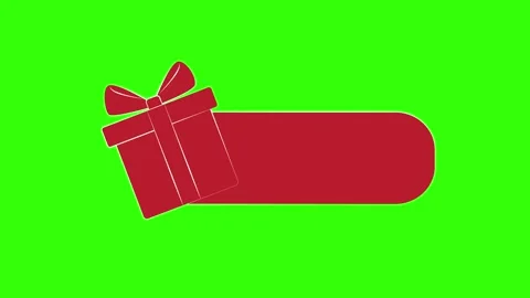 On a green and white background, a red gift wrap with a bow appears and leaves Stock Footage 286261796