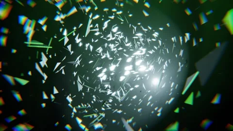 Green and White  Bright Abstract Tunnel with Flying Metal Particles Backgrou Stock Footage 296908484