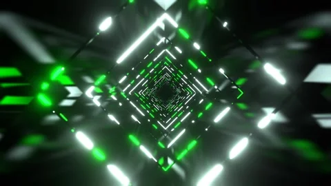 Green and White Bright Infinity Neon Abstract Corridor Background VJ Loop l  Stock Footage 297470624