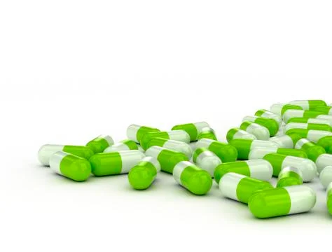 Green and white capsules Stock Illustration