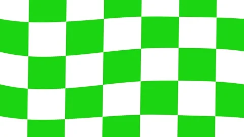 Green and White Checkered Racing Flag Waving in Seamless Loop Stock Footage 346115964