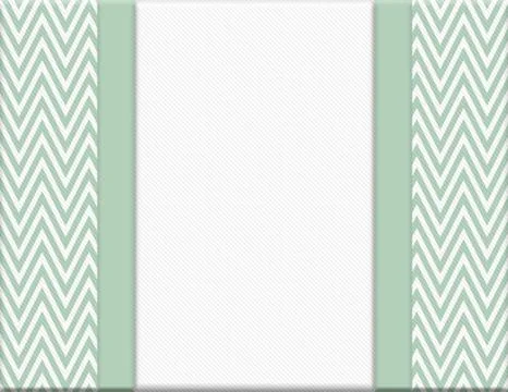 Green and white chevron zigzag frame with ribbon background Stock Illustration