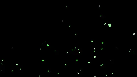 Green and white confetti explosion on black background Stock Footage 318301766