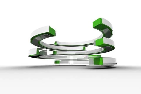 Green and white curved structure Ilustración de archivo