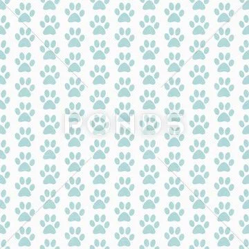 Green And White Dog Paw Prints Tile Pattern Repeat Background