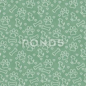 Green And White Doggy Tile Pattern Repeat Background