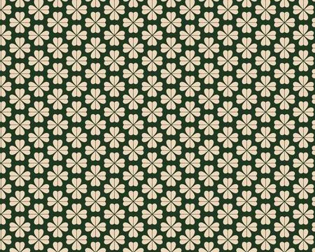 Green and White Floral Patterned Wallpaper Stock Illustration