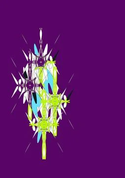Green and white geometric structure on purple background Stock Illustration