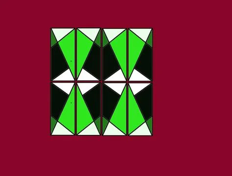 Green and White Geometric Tile Pattern on Maroon Background Stock Illustration