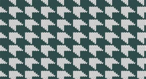 Green and white gingham knitted pattern, Festive Sweater Design. Seamless Kni Stock Illustration