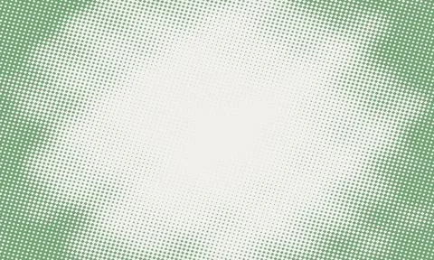 Green and White Halftone Pattern with Gradient Dots and Fade Stock Illustration