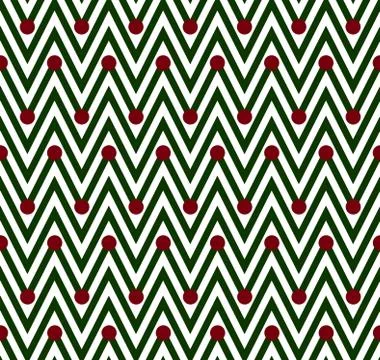 Green and white horizontal chevron striped with polka dots background Stock Illustration