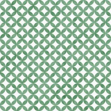 Green and white interconnected circles tiles pattern repeat background Stock Illustration