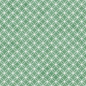 Green and white interlocking circles tiles pattern repeat background Stock Illustration