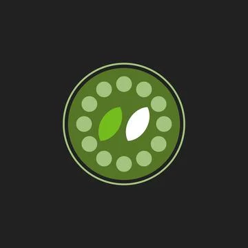Green and white leaf with circle shape badge logo vector illustration Stock Illustration