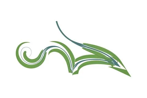 A green and white logo featuring a stylized wave design, symbolizing fluidity Stockillustratie