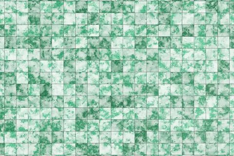 Green and white marbled tile pattern texture with mottled watercolor effect and Stock Illustration