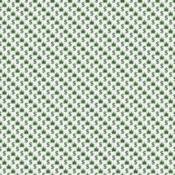 Green and white marijuana leaf and dollar symbol pattern repeat background Stock Illustration