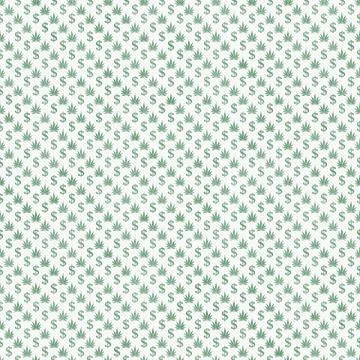 Green and White Marijuana Leaf and Dollar Symbol Pattern Repeat Background Illustrazione stock