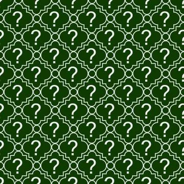 Green and white question mark symbol pattern repeat background Stock Illustration