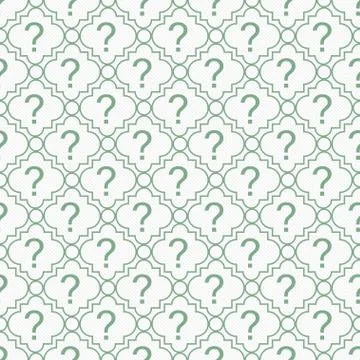 Green and white question mark symbol pattern repeat background Stock Illustration