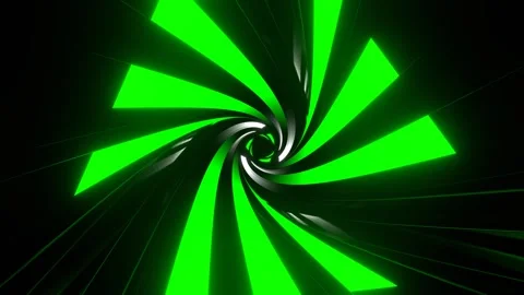 Green and White Rotating Light in Triangular Tunnel Background VJ Loop in 4K Stock Footage 326064190