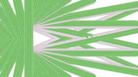 Green and white segmented tubes radiating from the left side Stock Illustration