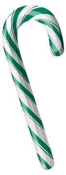Green and White Striped Peppermint Candy Cane Vector Illustration Stock Illustration