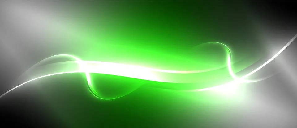 A green and white wave pattern against a black backdrop Stock Illustration
