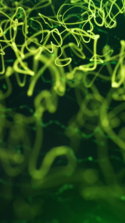 Green and yellow abstract light trails with glowing chaotic scribbles, soft.. Stock Footage 335696705
