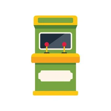 Green and yellow arcade machine with joysticks and screen Illustrazione stock