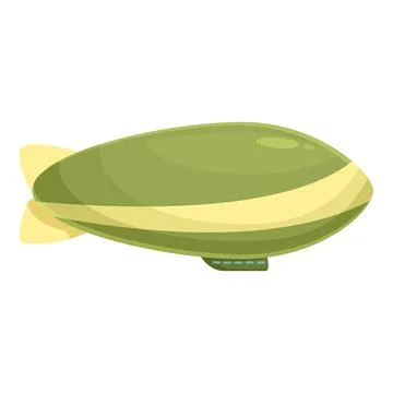 Green and yellow blimp flying in the sky Illustrazione stock