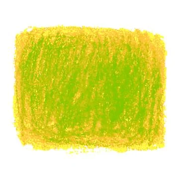 Green and yellow crayon scribble texture stain isolated on white background Illustrazione stock